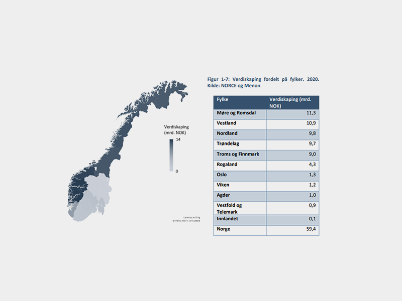 Det er levert dokumentasjon av verdiskaping og ringvirkninger på fylkesnivå.
